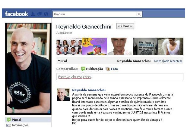 Perfil falso de Reynaldo Gianecchini no Facebook (Foto: Facebook / Reprodução)