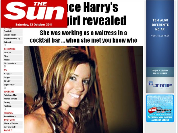 The Sun mostra suposta namorada de príncipe Harry (Foto: Reprodução)