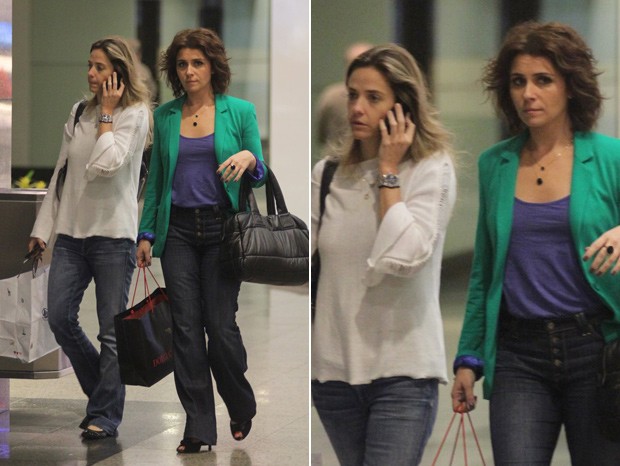 Giovanna Antonelli passeia com amiga em shopping do Rio (Foto: Marcus Pavão / AgNews)