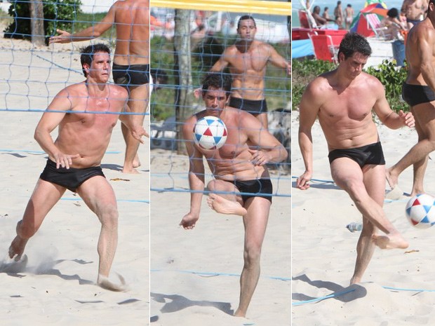 Márcio Garcia jogando futevolei na praia (Foto: Delson Silva / Ag. News)