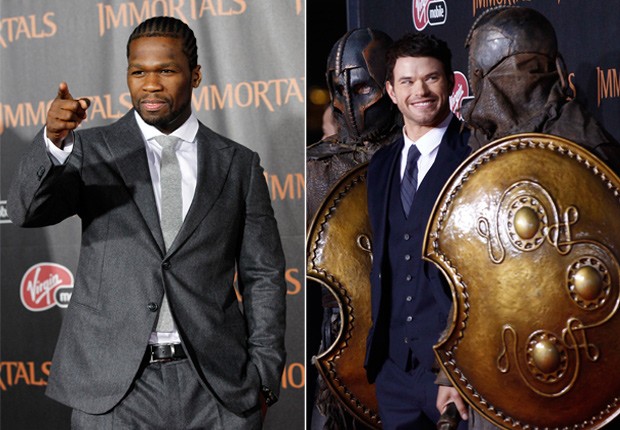 50 Cent e Kellan Lutz na pré-estreia do filme ‘Imortais’ em Los Angeles, nos Estados Unidos (Foto: Reuters/ Agência)