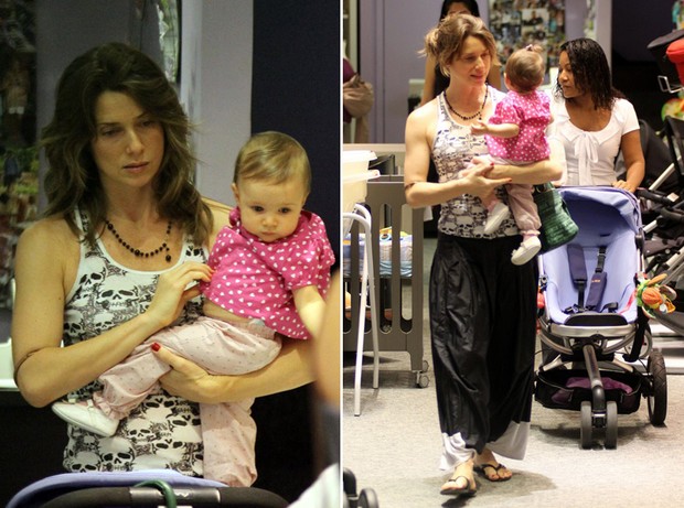 Letícia Spiller passeia no shopping com a filha (Foto: Marcus Pavão / AgNews)