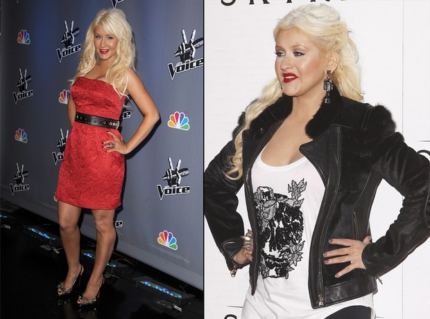 Christina Aguilera: antes (março de 2011) e hoje (novembro) (Foto: Getty Images - X17 / Agência)