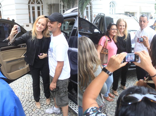 Angélica tira foto com fãs na porta do Copacabana Palace, no Rio (Foto: Rodrigo dos Anjos e Delson Silva / AgNews)