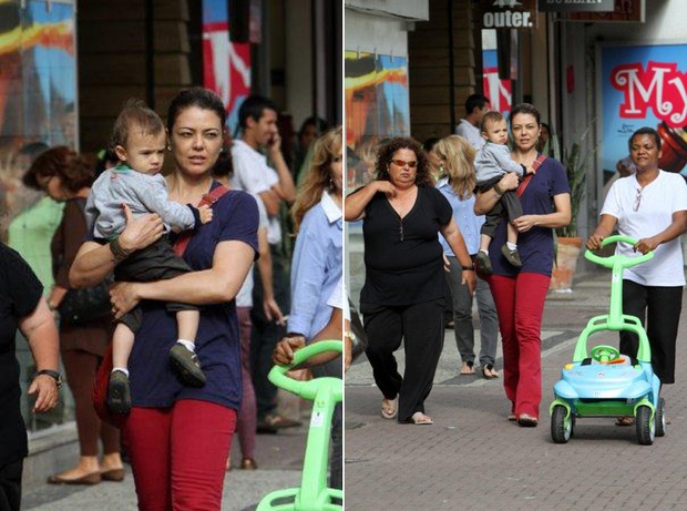 Leila do vôlei passeia com o filho por Ipanema, no Rio (Foto: André Freitas / AgNews)