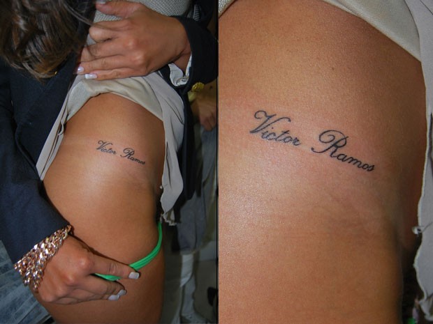 Nicole faz tatuagem para o namorado Victor Ramos (Foto: Divulgação)