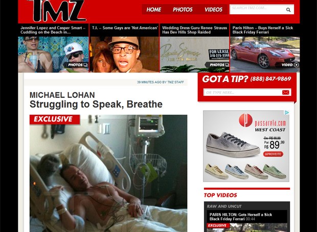 Michael Lohan no hospital (Foto: Reprodução/ TMZ)