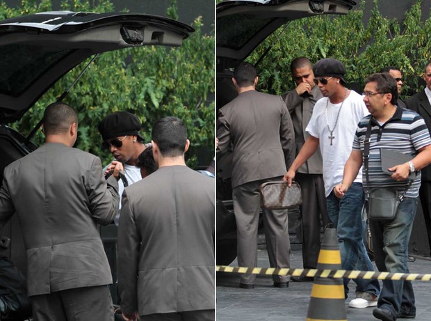 Ronaldinho Gaúcho chegando em hotel em São Paulo (Foto: Orlando Oliveira / AgNews)