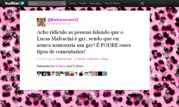 Bárbara Evans no Twittter (Foto: Reprodução/Twitter)