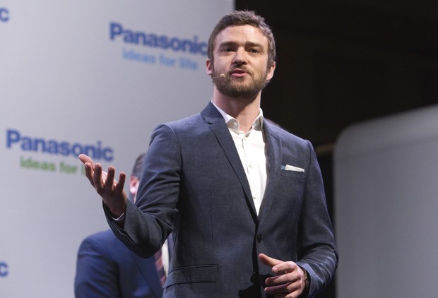 Justin Timberlake em coletiva de imprensa de uma marca de eletrônicos em Las Vegas, nos Estados Unidos. (Foto: Reuters/ Agência)