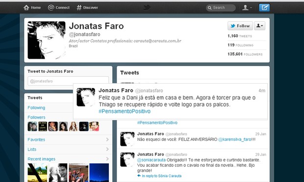 Jonatas Faro no Twitter (Foto: Reprodução/Twitter)