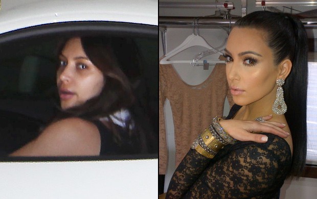 Kim Kardashian: antes de depois da maquiagem (Foto: X17 - Twitter / Reprodução)