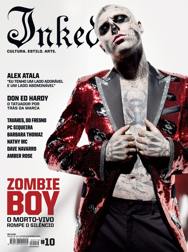 Rick Genest, o Zombie Boy, é capa de revista (Foto: Revista INKED / Divulgação)