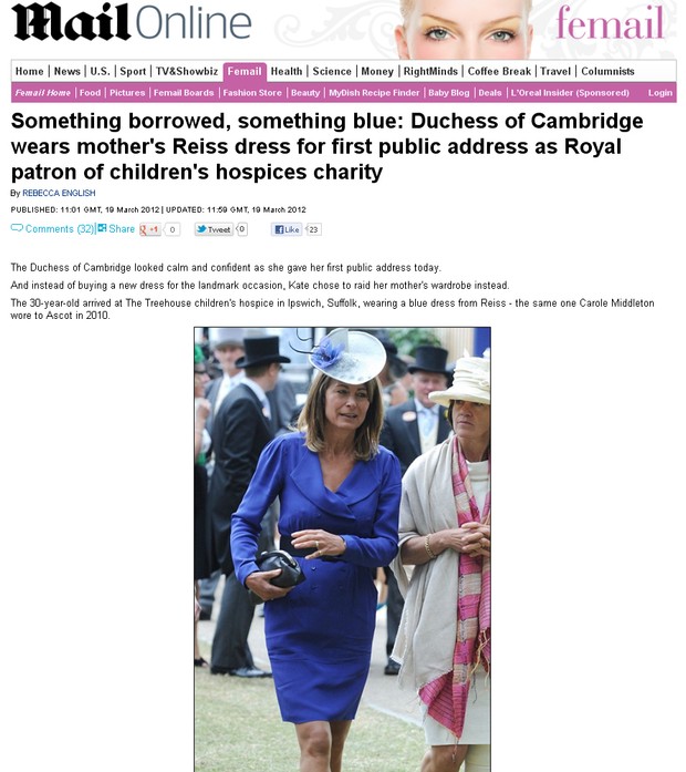 Carole Middleton, Duquesa de Cambridge, mãe de Kate Middleton (Foto: Daily Mail Online/Reprodução)