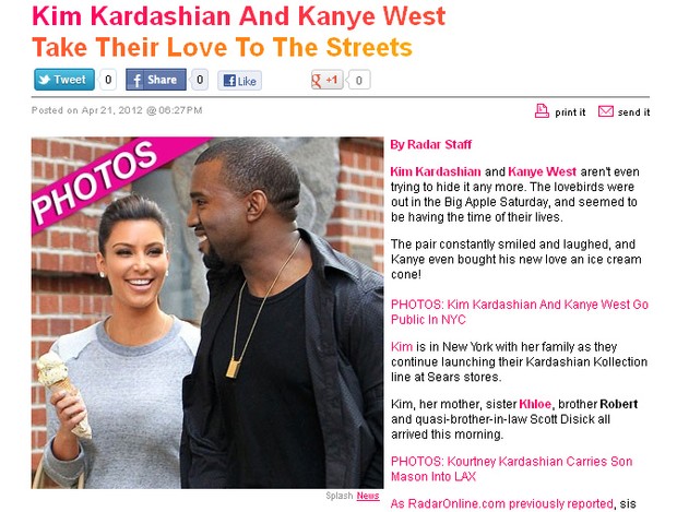Kim Kardashian e Kanye West (Foto: Reprodução/Radar On Line)