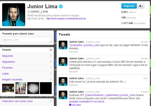Twitter do Junior (Foto: Reprodução/Twitter)