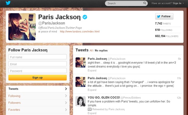 Paris Jackson (Foto: Twitter/Reprodução)