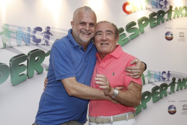 Renato Aragão e Ulysses Cruz na coletiva de imprensa do 'Criança Esperança' (Foto: Philippe Lima / AgNews)