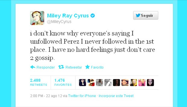Miley Cyrus (Foto: Twitter / Reprodução)