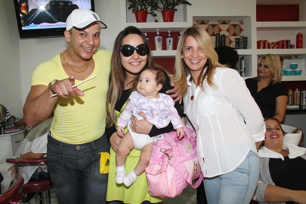 Perlla, Olivier, Pérola e Tânia em salão no Rio (Foto: Tony Andrade/ Divulgação)