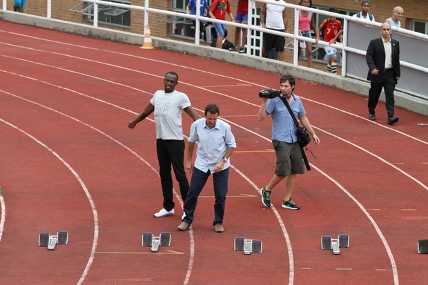 Coletiva Usain Bolt na Vila olimpica do Mato Alto Jacarepaguá  (Foto: Fabio Martins / AgNews)