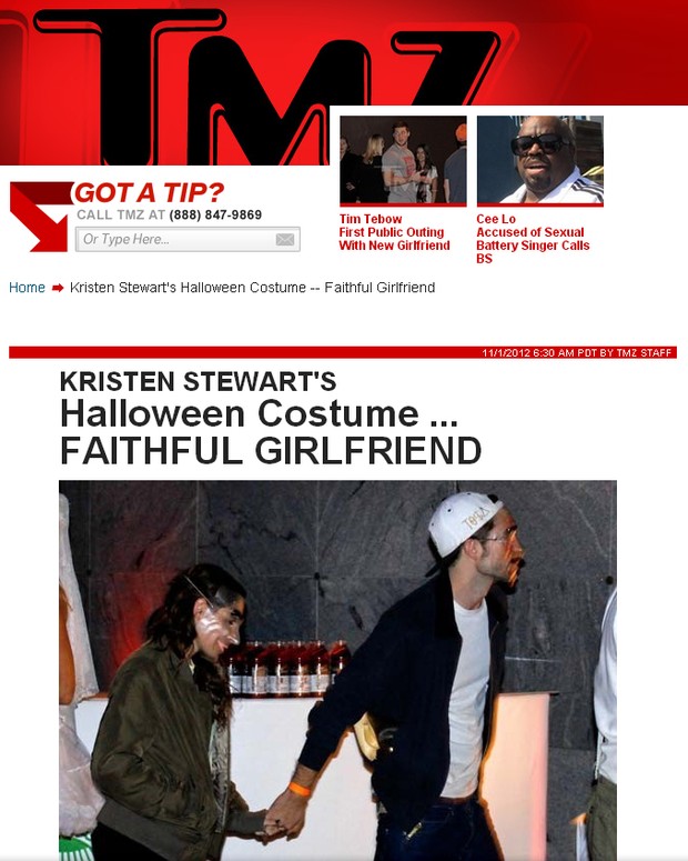 Kirsten Stewart e Robert Pattinson vestidos para o halloween (Foto: Reprodução / TMZ.COM)