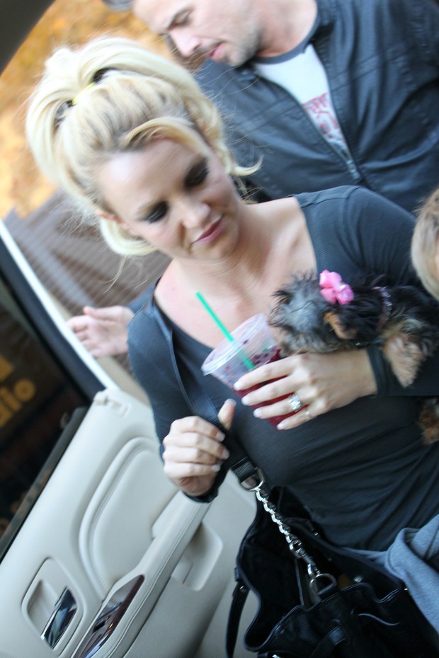 Britney Spears com cachorrinha (Foto: X17)