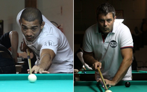 Luigi Bariccelli e José Aldo jogam sinuca em torneio, no Rio (Foto: Alex Palarea / AgNews)