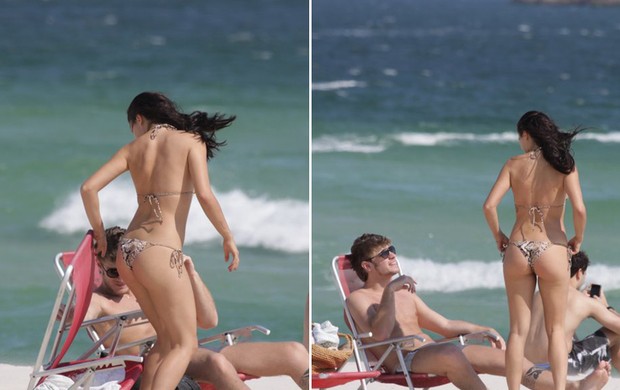Isis Valverde curte praia com o namorado, no Rio (Foto: Adilson Lucas / AgNews)