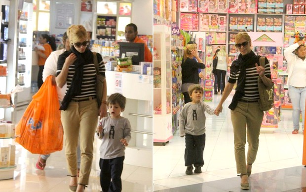 Carolina Dieckmann passeia com o filho em shopping do Rio (Foto: Daniel Delmiro / AgNews)