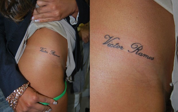 Nicole faz tatuagem para o namorado Victor Ramos (Foto: Divulgação)