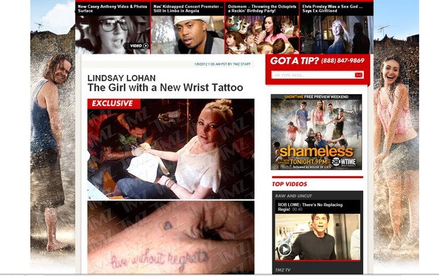 Lindsay Lohan: nova tatuagem (Foto: Reprodução / TMZ)