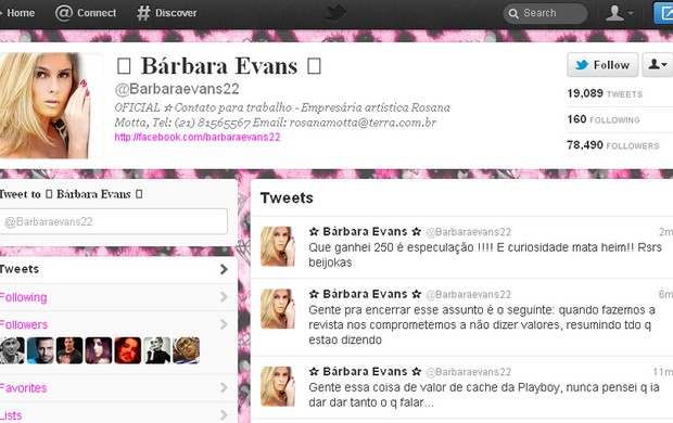 Bárbara Evans no Twitter (Foto: Reprodução/Twitter)