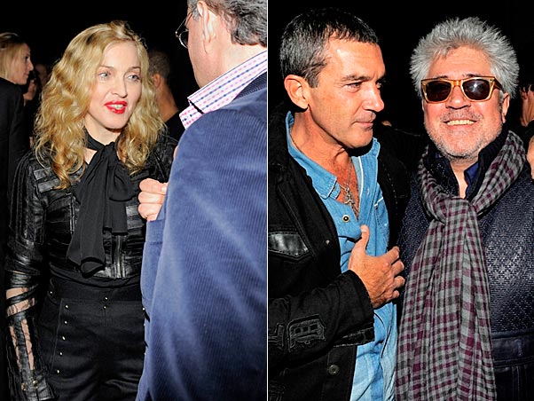 Madonna , Antonio Banderas e Pedro Almodovar na festa de lançamento do novo filme do diretor, em Nova York (Foto: Patrick McMullan/Divulgação)