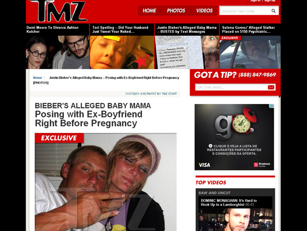 Mariah Yater, mãe do suposto filho de Bieber, com o ex-namorado, Robbie (Foto: Reprodução/TMZ)