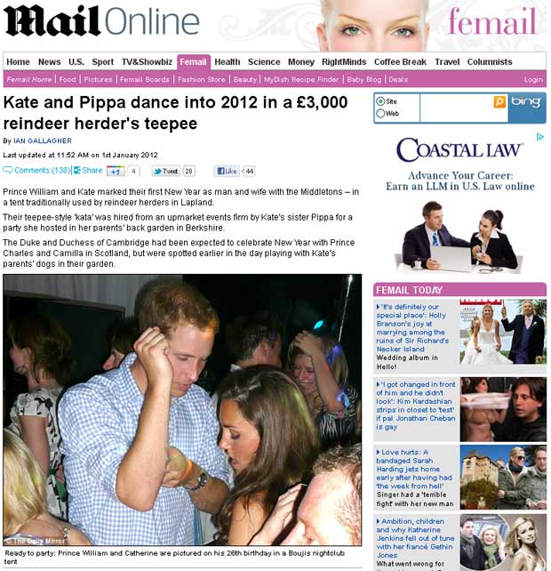 Principe William e Kate Middleton (Foto: Daily Mail Online/Reprodução)