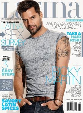 Ricky Martin na capa da edição de fevereiro da revista 'Latina' (Foto: Reprodução)