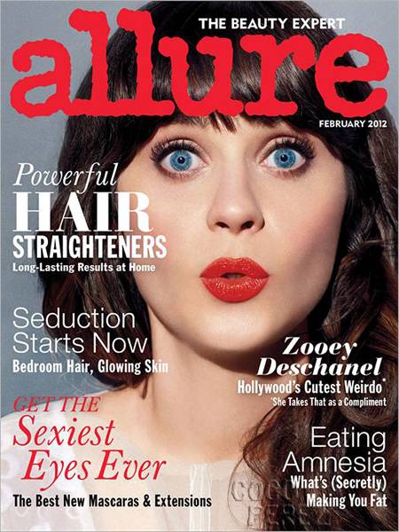 Zooey Deschanel na capa da revista Allure (Foto: Reprodução)