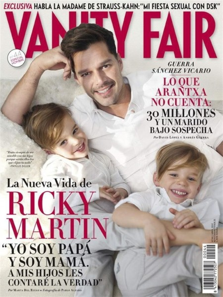 Ricky Martin posa com os filhos (Foto: Reprodução/Vanity Fair)