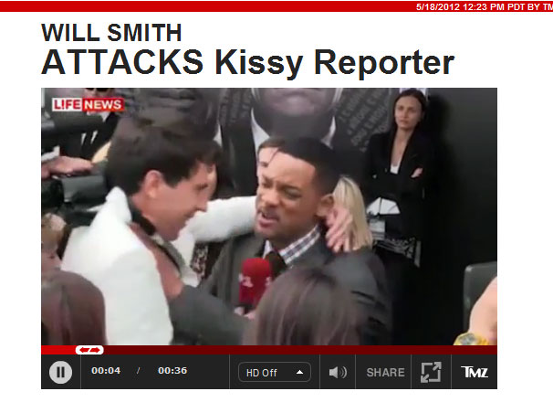 Will Smith empurra repórter que tentava beijá-lo (Foto: TMZ/ Reprodução)
