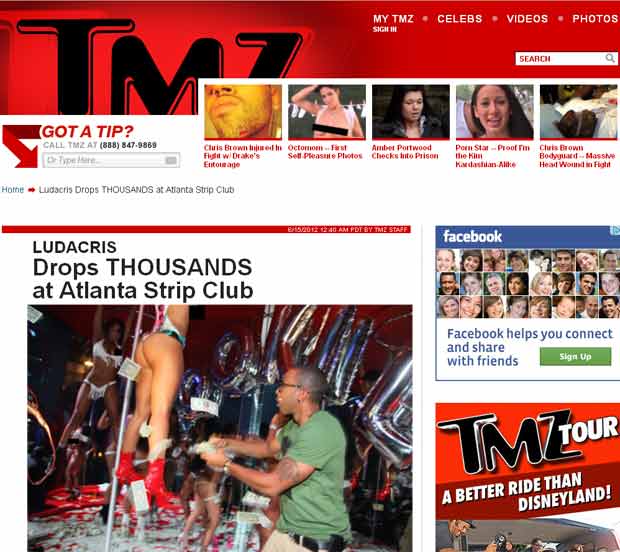 Ludacris esbanja dinheiro em clube de strip tease (Foto: Reprodução/TMZ)