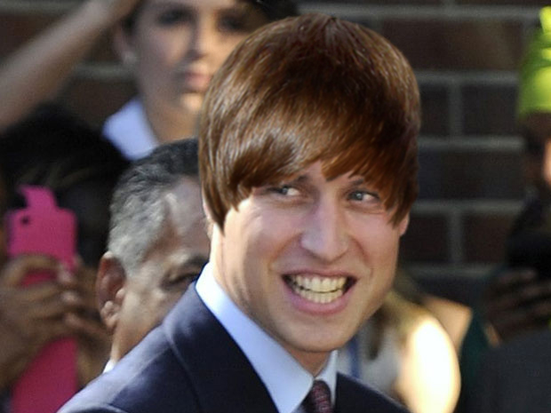 Principe William com cabelo do Justin Bieber (Foto: Montagem sobre foto)