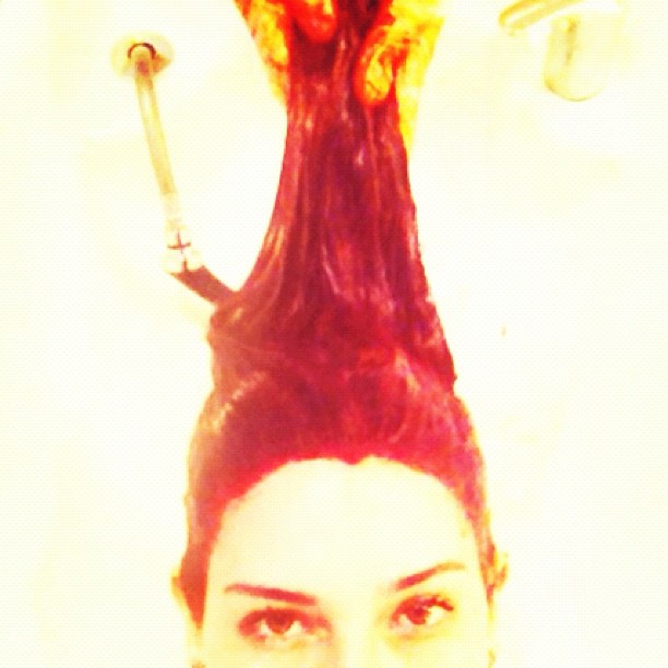 Fernanda Paes Leme posta foto no Instagram pintando o cabelo (Foto: Reprodução Instagram)