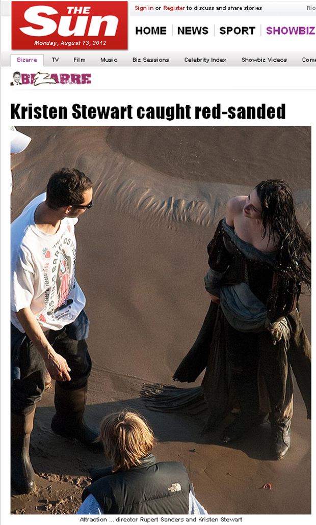 Kristen Stewart e Rupert Sanders no set de 'Branca de Neve e o Caçador' (Foto: Reprodução)