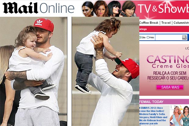 David Beckham paparica a filha, Harper, durante treino de futebol dos filhos (Foto: Reprodução/Daily Mail)