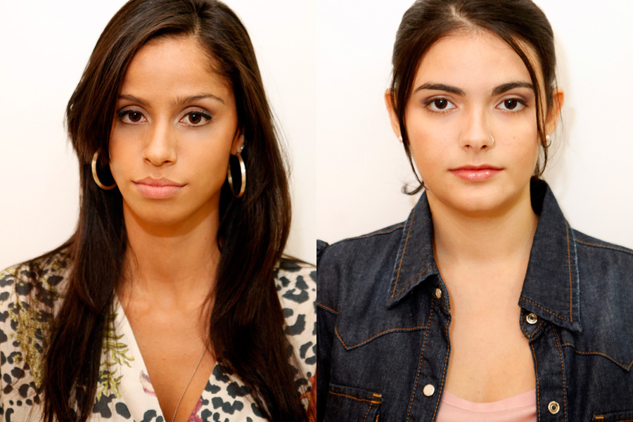 Elenne Costa e Luana Barros antes da transformação de suas sobrancelhas