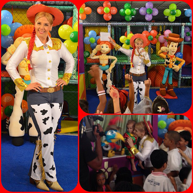 Carla Perez apresentando seu programa, na Bahia, com tema 'Toy Story' (Foto: Instagram / Reprodução)