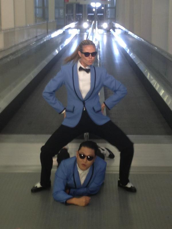 Heidi Klum e Psy (Foto: Twitter/Reprodução)