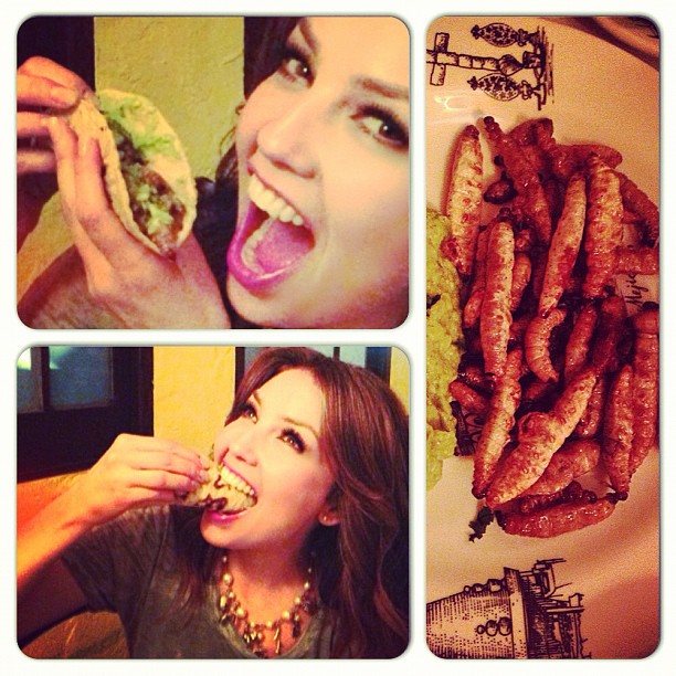 Thalia come taco com recheio de vermes (Foto: Instagram/ Reprodução)