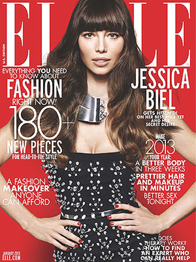 Jessica Biel na capa da revista Elle (Foto: THOMAS WHITESIDE/ELLE)